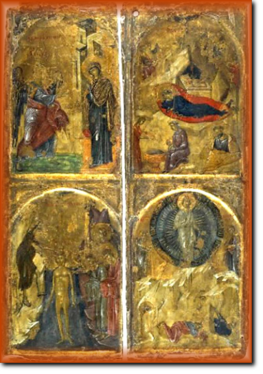 Icône avec quatre fêtes ,14ème siècle (Turquie ou Grèce)